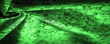 rahatlama deseni, birleşik tekstil, çiçek desenli yeşil ipek kumaş, alışılmadık hoş görsel duyular: kayganlık, serinlik, yumuşaklık; güzel görünüş, eşsiz parlaklık;