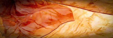 doku, arkaplan, desen, soyut baskılı turuncu ipek kumaş, zemin, bağlam, düşkün, folyo, alan