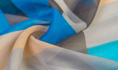 Doku, arka plan, ipek kumaş deseni, dikdörtgen eşkenar dörtgen, bohem baskı, tasarım ve proje aksan için dekoratif kumaş, çok renkli Grunge mavi masmavi bej gri