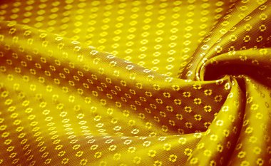 Arkaplan dokusu, dekoratif süs, sarı ipek kumaş, küçük baskılar, servet, zenginlik, zenginlik, zenginlik, servet,