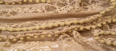 Doku, arkaplan, desen, bej rengi ipek, kadınsı, kıvrımlı Yeni tarz başörtüsü maksimum şal Müslüman fırfırlı büyük şal