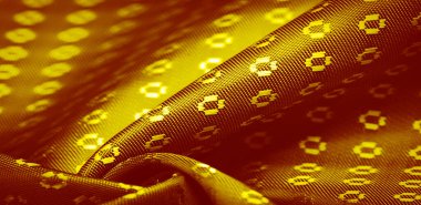 Arkaplan dokusu, dekoratif süs, sarı ipek kumaş, küçük baskılar, servet, zenginlik, zenginlik, zenginlik, servet,