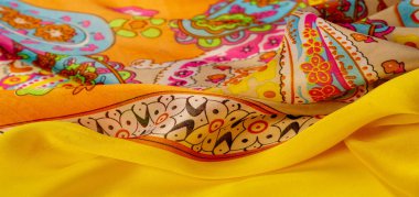 Doku, arkaplan, desenli ipek kumaş, Hint teması geleneksel şal desenli elementleri bohem desenli, dekoratif kumaş tasarım ve aksan projeleriniz için, çok renkli.