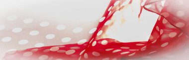 Arkaplan dokusu, dekoratif süs, beyaz benekli kırmızı benekli kumaş, kumaş üzerindeki yuvarlak noktalar, daire ya da silindir şeklinde..