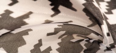 Arkaplan dokusu, dekoratif süs, ipek kumaş tarçın bej ve sarı, resim, geometrik, çiçekli veya diğer elementlerin kombinasyonunun grafik dekorasyonu.