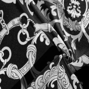 desen, arkaplan, monogram desenli siyah ipek kumaş filigran kumaşın zarif deseni uzun bir süre seni memnun edecek.