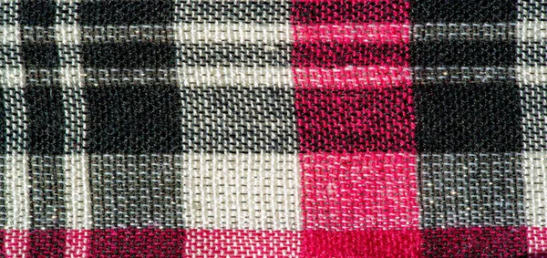 Textuur Achtergrond Patroon Schotse Culotte Stof Zwart Rood Wit Geruit — Stockfoto