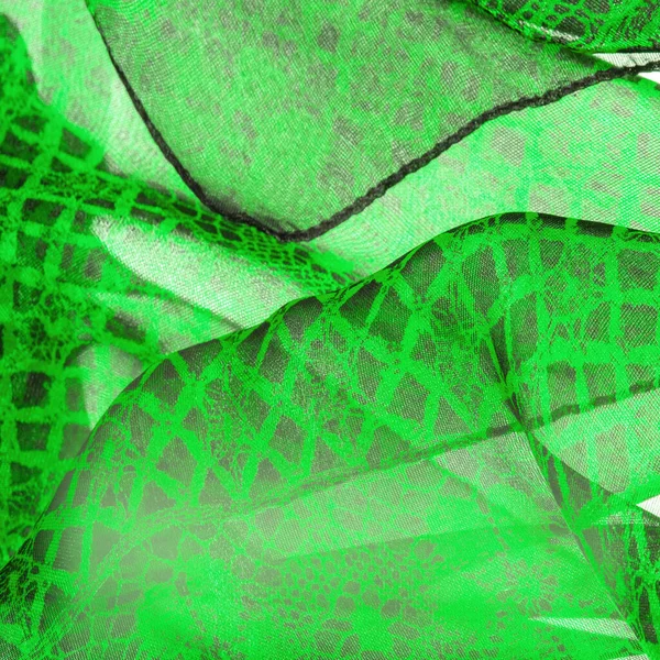 Doku Arka Plan Desen Zümrüt Yeşili Dantel Kumaş Siyah Kumaşla — Stok fotoğraf