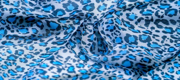 Texture Fond Motif Carte Postale Tissu Soie Bleu Azur Fleurs — Photo