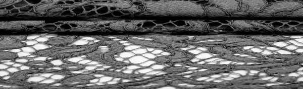 Texture Fond Motif Tissu Dentelle Noire Délicat Tissu Dentelle Gaufrée — Photo