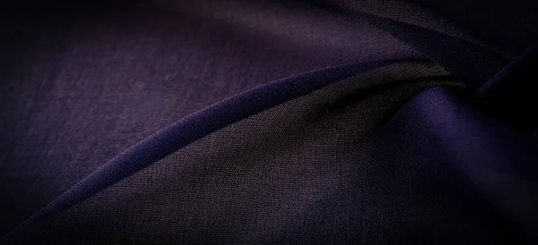 Textura Fundo Seda Chiffon Azul Escuro Tecido Macio Transparente Com — Fotografia de Stock