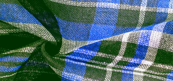 Tekstura Tło Wzór Scottish Tkaniny Kratkę Niebieski Zielony Białe Kolory — Zdjęcie stockowe