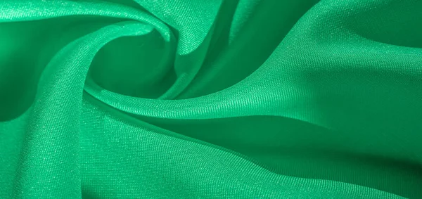 绿色真丝面料 纯绿色真丝绸缎面料 公爵夫人真丝真丝真丝面料 色彩艳丽 理想的设计 特殊场合婚宴邀请函 — 图库照片