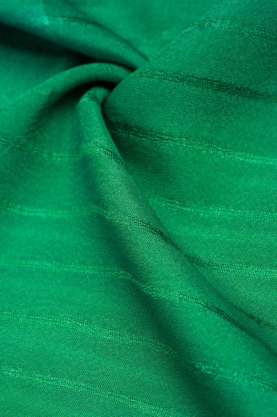 テクスチャ パターン 線でシンプルな緑の生地 糸の採取により形成された線 — ストック写真