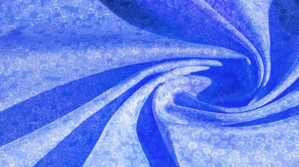 Υφή Μοτίβο Μπλε Μεταξωτό Ύφασμα Λευκό Φόντο Λουλούδια Μοτίβο Σιλουέτα — Φωτογραφία Αρχείου