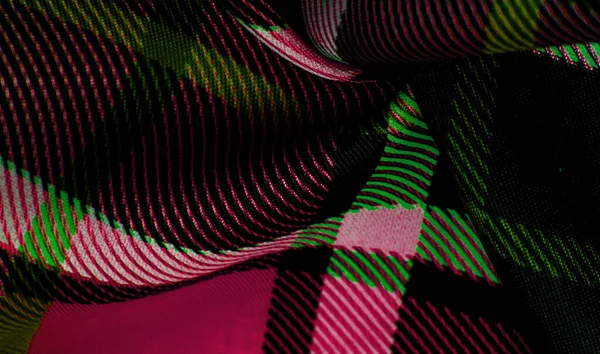 Doku Arkaplan Desen Kareli Kumaş Kırmızı Beyaz Siyah Yeşil Renkler — Stok fotoğraf