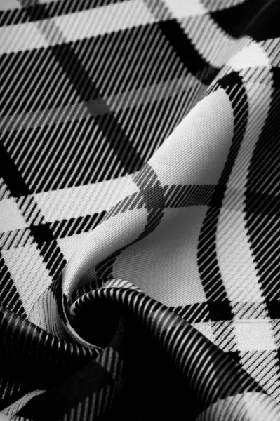 Texture Background Pattern Checkered Fabric Black White Colors Scottish Motifs — Stock Photo, Image