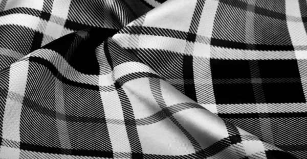 Texture Background Pattern Checkered Fabric Black White Colors Scottish Motifs — Stock Photo, Image