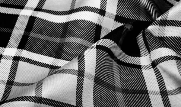 テクスチャ パターン チェック柄の生地 黒と白の色 この生地のスコットランドのモチーフ バグパイプと香りのウイスキーの音であなたのデザイン — ストック写真