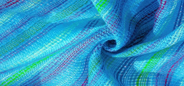 Textura Pozadí Vzor Pohlednice Tkanina Modrá Tyrkysová Pruhovaná Modrá Zelená — Stock fotografie