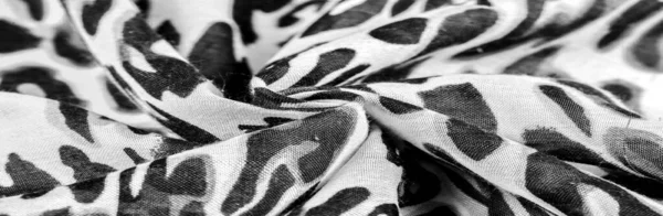 Texture Sfondo Motivo Tessuto Seta Tonalità Bianco Nero Stampa Leopardo — Foto Stock