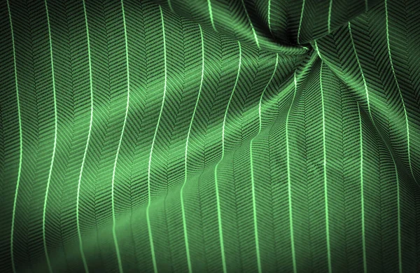 Texturált Rajz Kompozit Textíliák Nemes Mélyzöld Selyemszövet Vékony Fehér Csíkkal — Stock Fotó