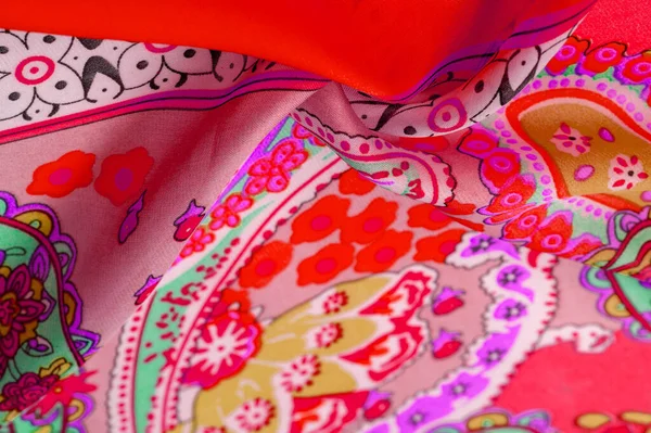 Текстура Фон Шелковая Ткань Пейсли Индийские Темы Украшают Традиционные Элементы — стоковое фото