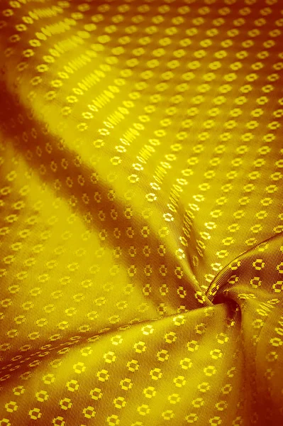 Textura Fondo Ornamento Decorativo Tela Seda Oro Amarillo Con Estampados —  Fotos de Stock