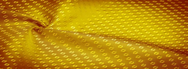 Textura Fundo Ornamento Decorativo Tecido Seda Ouro Amarelo Com Impressões — Fotografia de Stock