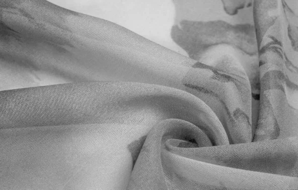 Textura Fundo Seda Branca Com Ornamento Floral Cinza Tecido Tem — Fotografia de Stock