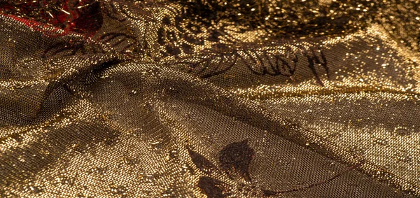 Textura Fondo Patrón Encaje Con Lentejuelas Oro Patrón Encaje Elástico — Foto de Stock