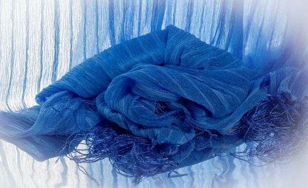 Textuur Achtergrond Patroon Stof Zijde Stof Van Blauwe Azuurblauwe Kleur — Stockfoto