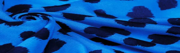 Текстура Фон Рисунок Открытка Шелковая Ткань Синий Отпечаток Ткани Черных — стоковое фото