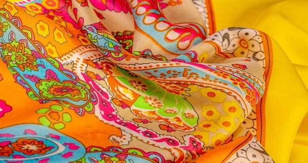 Texture Sfondo Tessuto Seta Paisley Temi Indiani Ornano Elementi Paisley — Foto Stock