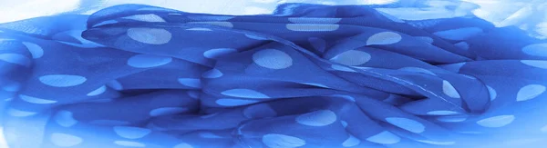 Struttura Dello Sfondo Ornamento Decorativo Tessuto Seta Blu Pois Punti — Foto Stock