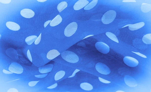 Texture Fond Ornement Décoratif Tissu Soie Pois Bleus Points Ronds — Photo