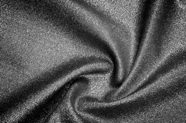 Texture Background Pattern Cloth Gray Black Coated Metallic Silver Thread — Stock Photo, Image