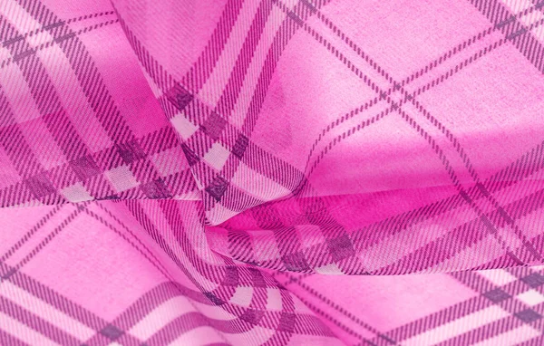Silk, cloth pink (carnation), checkered wallpaper in a cage tartan. Scottish tartan dress. Textile pattern from classic fabrics. Fabric textile pattern illustration. — Stock Image Silk Cloth Pink Carnation Checkered Wallpaper Cage Tartan Scottish Tartan Stock Photo