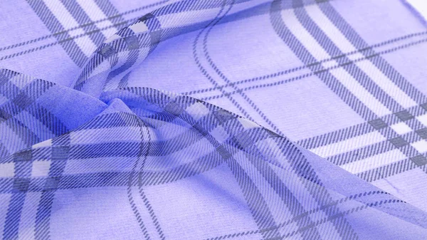 Silk, lilac fabric (baby blue), checkered wallpaper in a cage tartan. Scottish tartan dress. Textile pattern from classic fabrics. Fabric textile pattern illustration. — Stock Image Silk Lilac Fabric Baby Blue Checkered Wallpaper Cage Tartan Scottish Stock Image