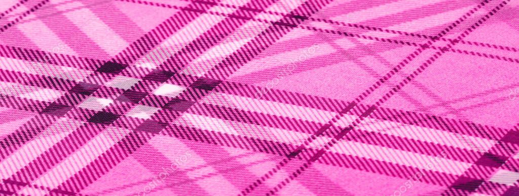 Silk, cloth pink (carnation), checkered wallpaper in a cage tartan. Scottish tartan dress. Textile pattern from classic fabrics. Fabric textile pattern illustration. — Stock Image Silk Cloth Pink Carnation Checkered Wallpaper Cage Tartan Scottish Tartan Stock Photo