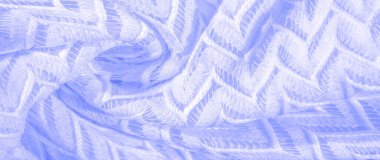 Doku, arkaplan, desen, ipek kumaş mavi, katmanlı dantel tül, birinci sınıf elmas örülmüş atkı sonsuz döngü şeklinde.