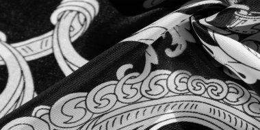 desen, arkaplan, monogram desenli siyah ipek kumaş filigran kumaşın zarif deseni uzun bir süre seni memnun edecek.