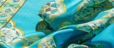 desen, arkaplan, çok renkli ipek kumaş ve turkuaz arka planda desenler.,
