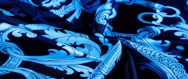 desen, arkaplan, monogram desenli siyah ipek kumaş filigran kumaşın zarif deseni uzun bir süre seni memnun edecek.