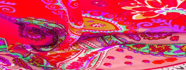 Textuur Achtergrond Paisley Zijden Stof Indiase Thema Versieren Traditionele Paisley — Stockfoto