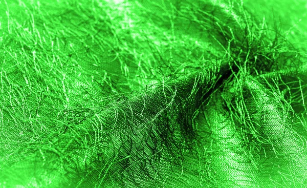 Arkaplan Dokusu Dekoratif Süs Yeşil Ipek Kumaş Kumaşta Dokuma Iplikleri — Stok fotoğraf