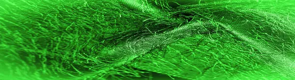 Arkaplan Dokusu Dekoratif Süs Yeşil Ipek Kumaş Kumaşta Dokuma Iplikleri — Stok fotoğraf