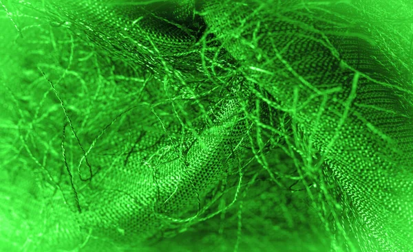 Background Texture Decorative Ornament Green Silk Fabric Woven Threads Fabric — Stock Photo, Image