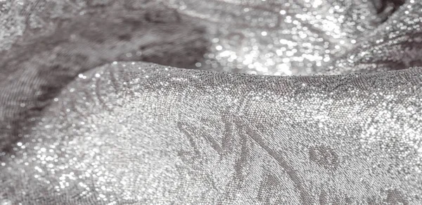 Doku arka planı, desen. Beyaz ipek kumaş. Organza brokar kumaş. Çoban, gevrek palmiyeli. Geniş iplik boyalı bir çiçek deseni var..