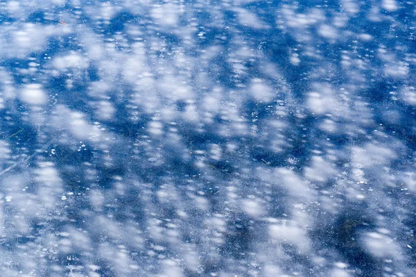 Textur Mönster Bakgrund Vit Vinter Flod Luftbubblor Stillastående Ritning Isfrost — Stockfoto